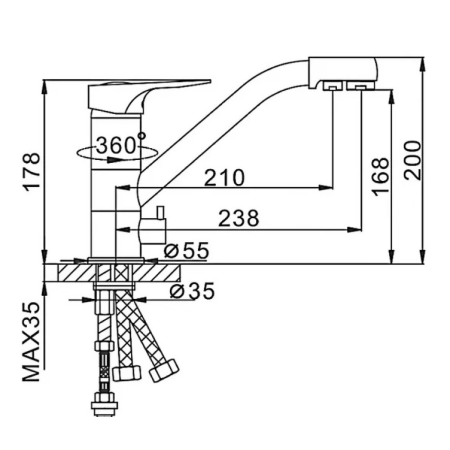 Смеситель 3 в 1 FRAP F4304 кухня