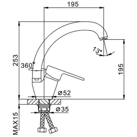 Смеситель FRAP F4130-4 бронза кухня гайка
