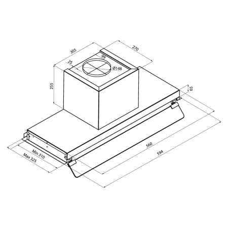 Полновстраиваемая вытяжка KRONA IDA 600INOX3P