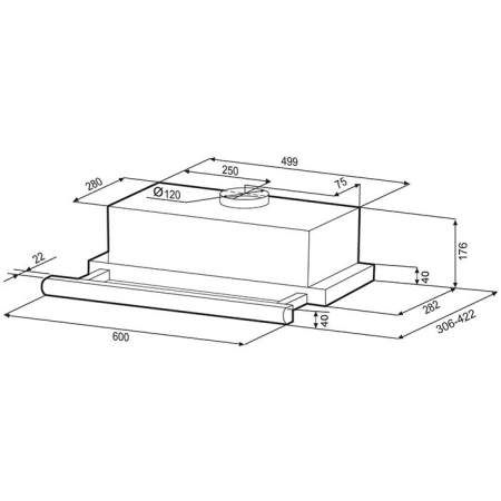 Встраиваемая вытяжка KRONA KAMILLA 600SUPERNOVAB