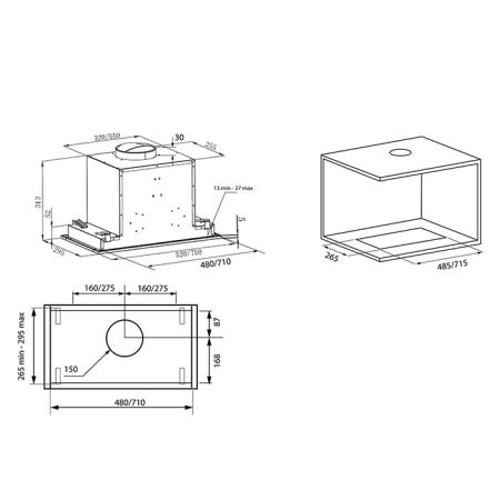 Полновстраиваемая вытяжка KRONA SELINA 600GLASSwhiteS