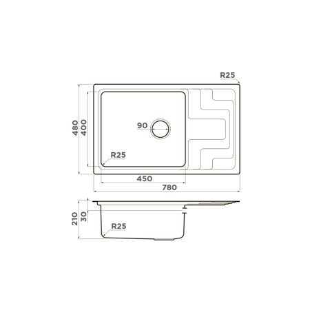 Врезная мойка OMOIKIRI Mizu 78-LB-IN нержавеющая сталь