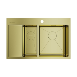 Врезная мойка OMOIKIRI Akisame 78-2-LG-R светлое золото