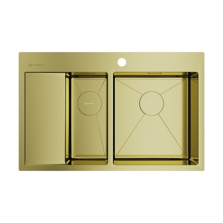Врезная мойка OMOIKIRI Akisame 78-2-LG-R светлое золото