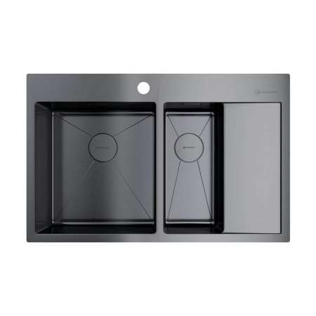 Врезная мойка OMOIKIRI Akisame 78-2-GM-L вороненая сталь