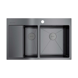 Врезная мойка OMOIKIRI Akisame 78-2-GM-R вороненая сталь