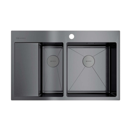 Врезная мойка OMOIKIRI Akisame 78-2-GM-R вороненая сталь