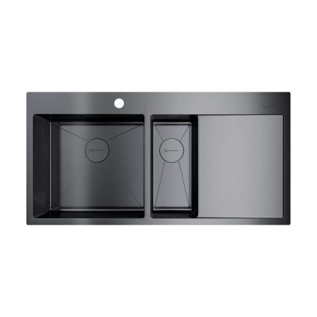 Врезная мойка OMOIKIRI Akisame 100-2-GM-L вороненая сталь