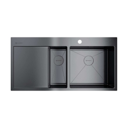 Врезная мойка OMOIKIRI Akisame 100-2-GM-R вороненая сталь