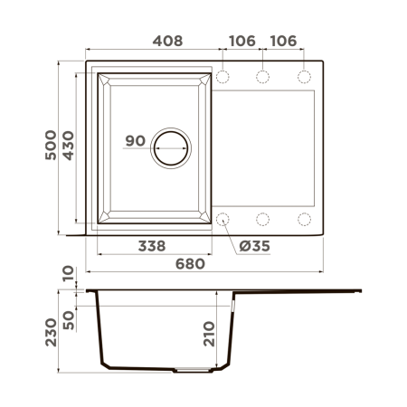 Врезная мойка OMOIKIRI Sakaime 68-BE Tetogranit/ваниль