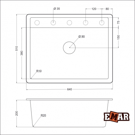 Врезная мойка EMAR EMQ-1640.Q Берилл
