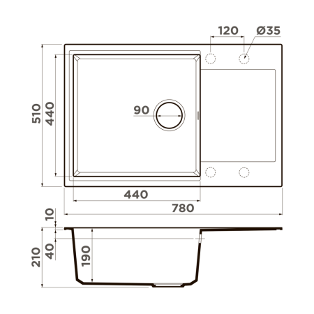 Врезная мойка OMOIKIRI Daisen 78-LB-BE ARTGRANIT/ваниль