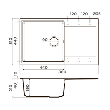Врезная мойка OMOIKIRI Daisen 86-BE ARTGRANIT/ваниль