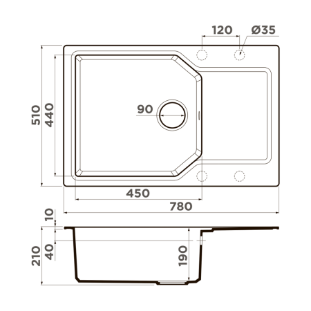 Врезная мойка OMOIKIRI Yonaka 78-LB-BL ARTGRANIT/черный