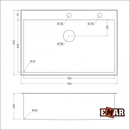 Врезная мойка EMAR EMB-125A PVD Nano Coppery