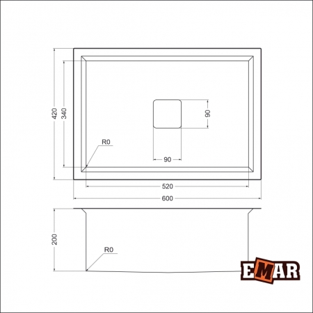 Мойка подстольный монтаж EMAR EMB-129А PVD Nano Dark
