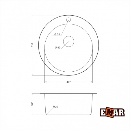 Врезная мойка EMAR 510С
