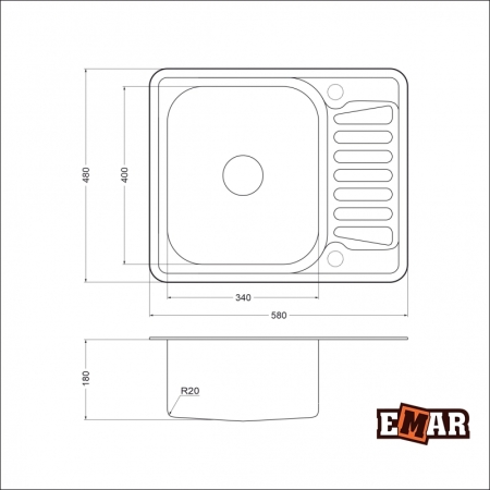 Врезная мойка EMAR 5848