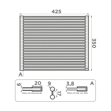Ролл-мат для мойки OMOIKIRI ROLL-01-GM вороненая сталь