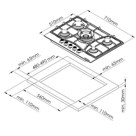 Газовая варочная поверхность KUPPERSBERG FG73B