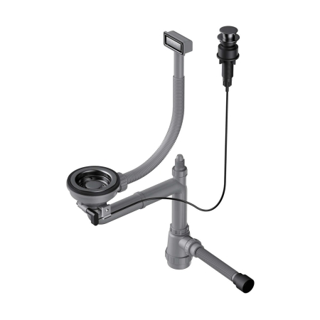 Арматура для одночашевых моек с прямоугольный переливом OMOIKIRI WK-1-GM-A вороненая сталь