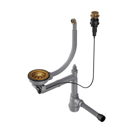 Арматура с клапаном-автоматом для одночашевых моек с круглым OMOIKIRI WK-1CL-R-AB022 античная латунь