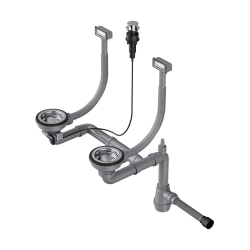 Арматура для двухчашевых моек с прямоугольными переливами, декоративными решет OMOIKIRI WK-2-IN-A