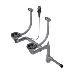 Арматура для двухчашевых моек с прямоугольными переливами, декоративными решет OMOIKIRI WK-2-GM-A