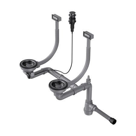 Арматура для двухчашевых моек с прямоугольными переливами, декоративными решет OMOIKIRI WK-2-GM-A