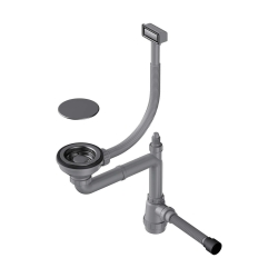 Арматура для одночашевых моек с прямоугольный переливом OMOIKIRI WK-1C-GM вороненая сталь