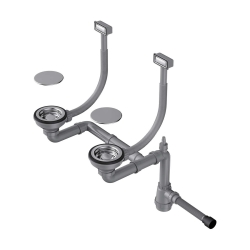 Арматура для двухчашевых моек с прямоугольными переливами, декоративными решет OMOIKIRI WK-2C-IN