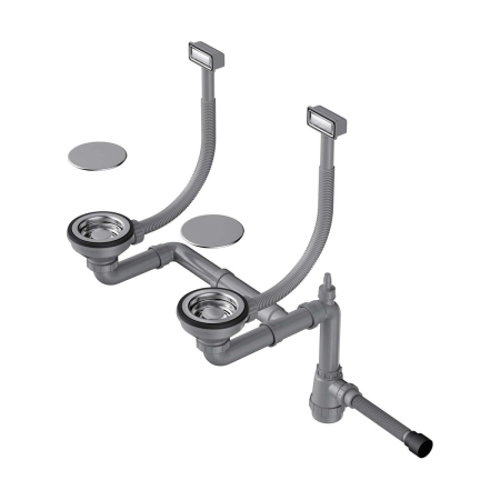 Арматура для двухчашевых моек с прямоугольными переливами, декоративными решет OMOIKIRI WK-2C-IN