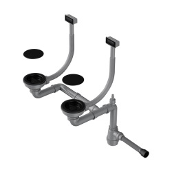 Арматура для двухчашевых моек с прямоугольными переливами, декоративными решет OMOIKIRI WK-2C-GB