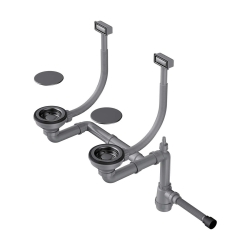 Арматура для двухчашевых моек с прямоугольными переливами, декоративными решет OMOIKIRI WK-2C-GM