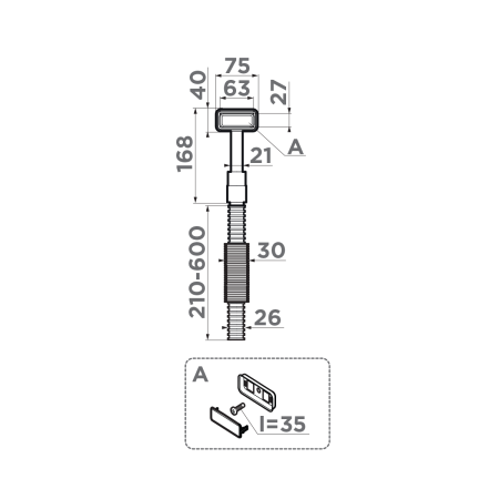 Сменный прямоугольный перелив для арматуры серии WK OMOIKIRI OV-1-S-AB022