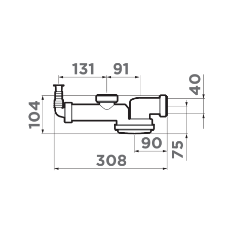 Сверхплоский сифон 1/2*40 с отверстием для стирально OMOIKIRI S-01