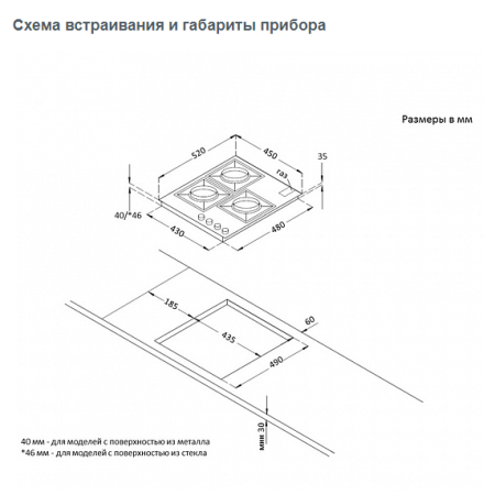 Газовая варочная поверхность KORTING HG465CTX