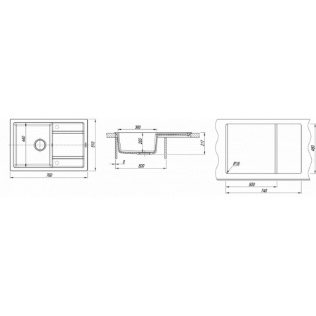 Врезная мойка Florentina ЛИПСИ-760 Серый шёлк
