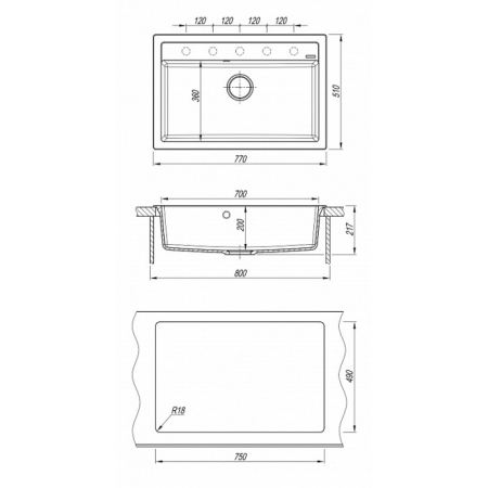 Врезная мойка Florentina ЛИПСИ-770 Антрацит