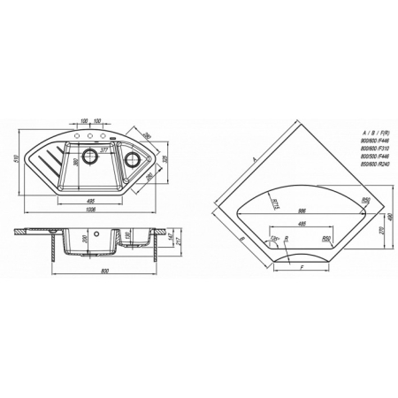 Врезная мойка Florentina ВЕСТА Черный