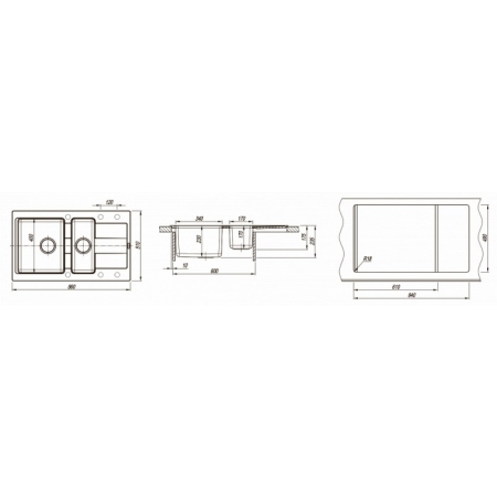 Врезная мойка комбинированная Florentina Комби-860К Антрацит
