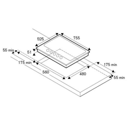 Газовая варочная поверхность BERTAZZONI P755CPROX