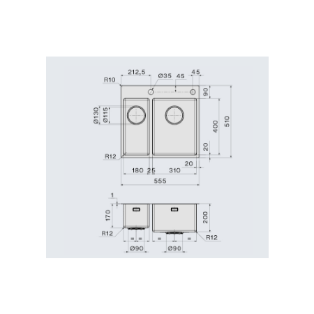 Врезная мойка FALMEC GARDA 18+31