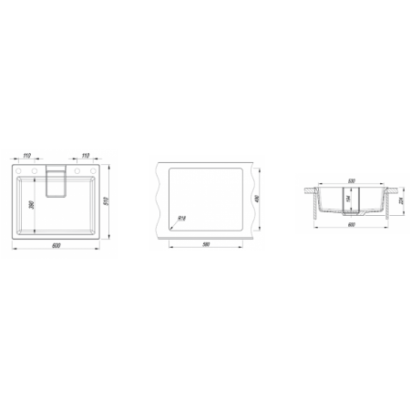 Врезная мойка Florentina РИВЬЕРА-600 Антрацит