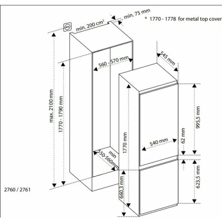 Встраиваемый холодильник BERTAZZONI REF603BBNPVC/20