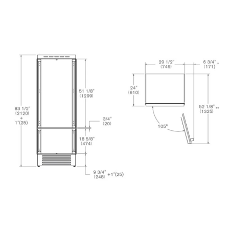Встраиваемый холодильник BERTAZZONI REF755BBLXTT (петли слева)