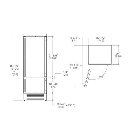 Встраиваемый холодильник BERTAZZONI REF905BBLXTT (петли слева)