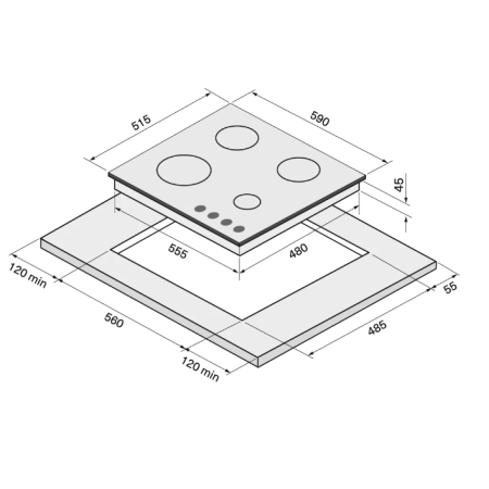 Газовая варочная поверхность KRONA HAGEL 60WHW