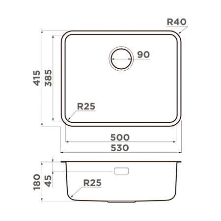 Мойка подстольный монтаж OMOIKIRI Omi 53-U/I ULTRA-GB графит