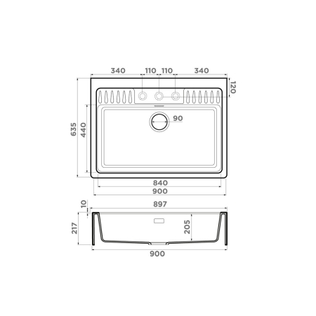 Врезная мойка OMOIKIRI Kinokawa 90-GB Artceramic/графит